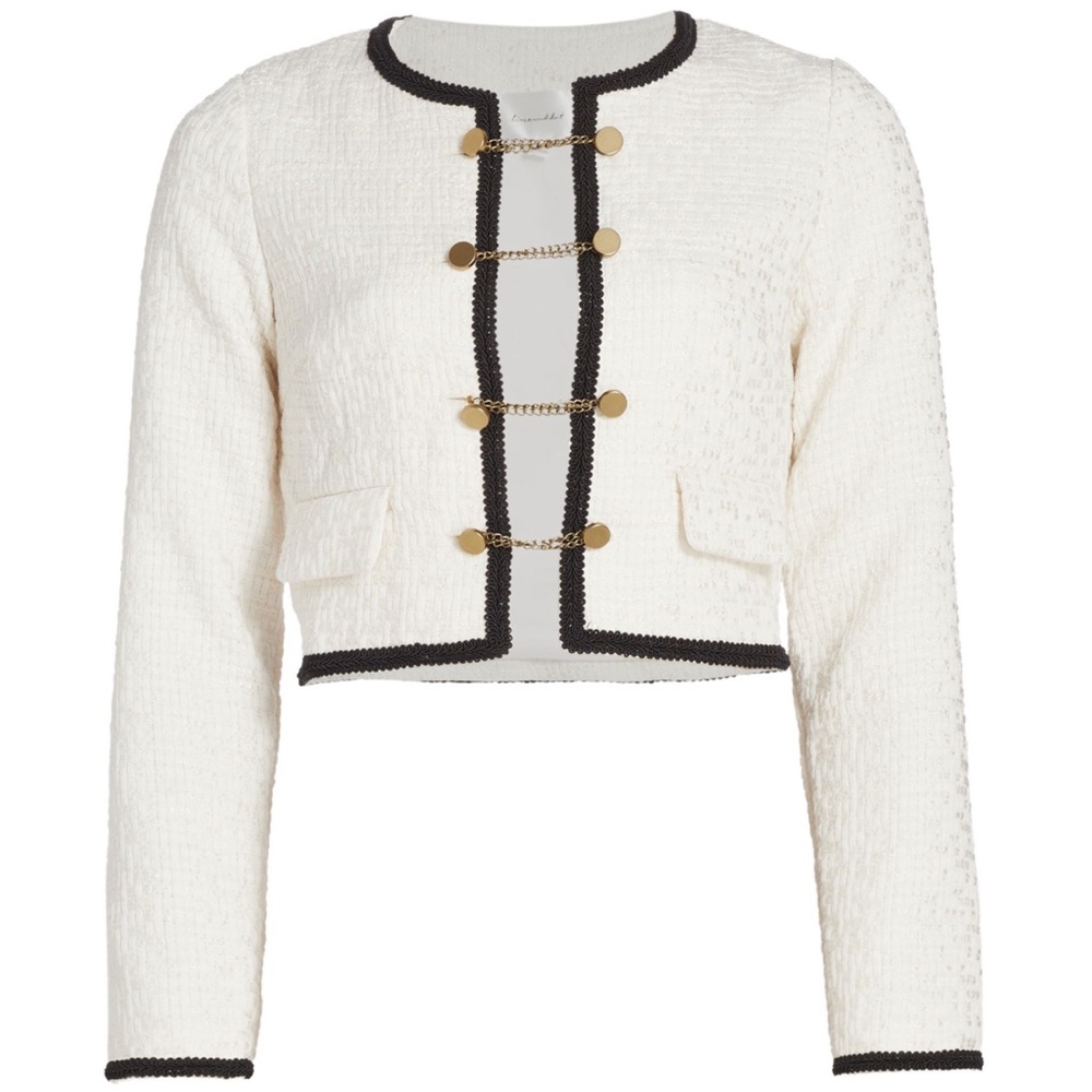Line & Dot Avery Cropped Chain-Embellished Top Ivory in XS